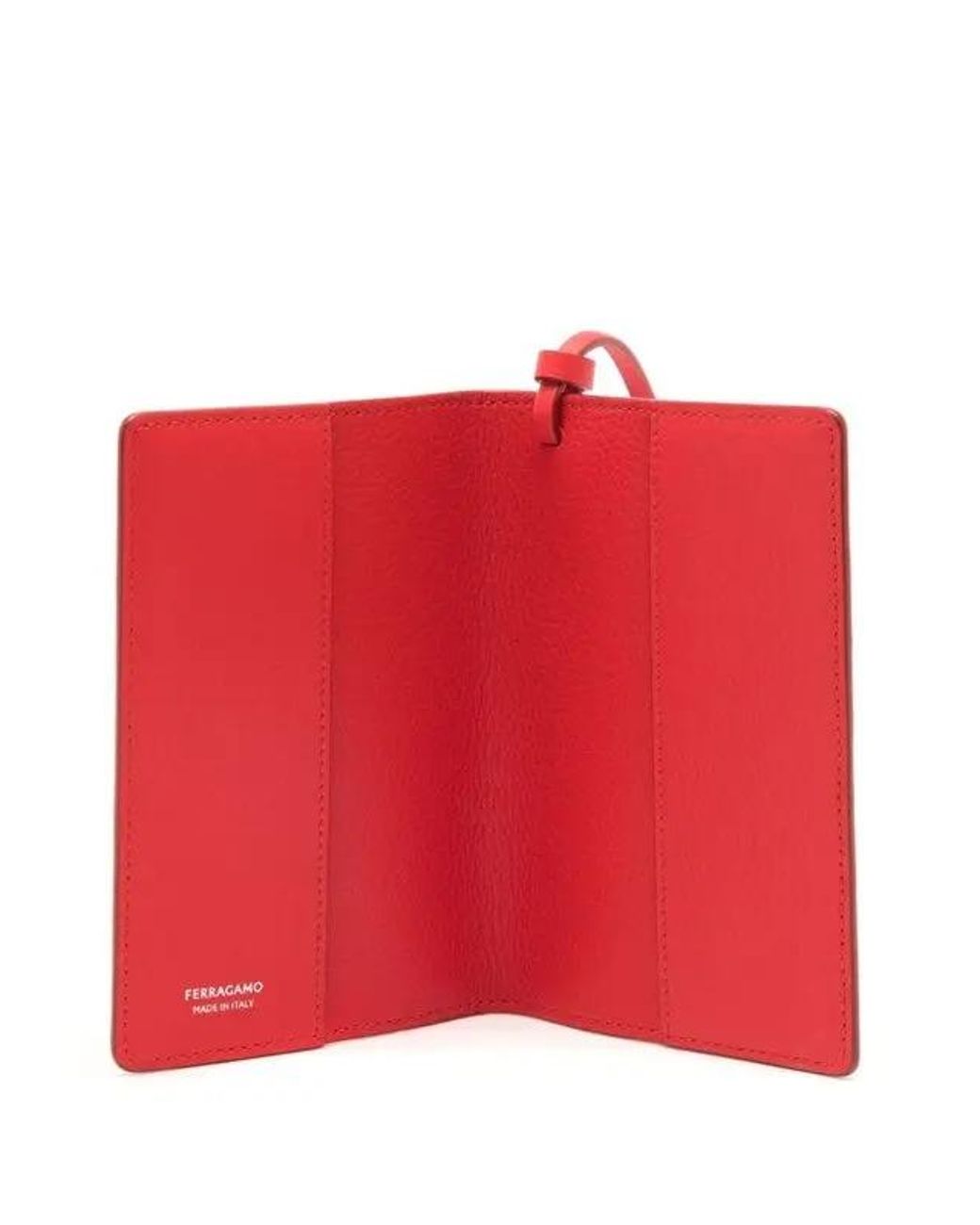 Ferragamo Red Logo Stamp Leather Passport Holder for men