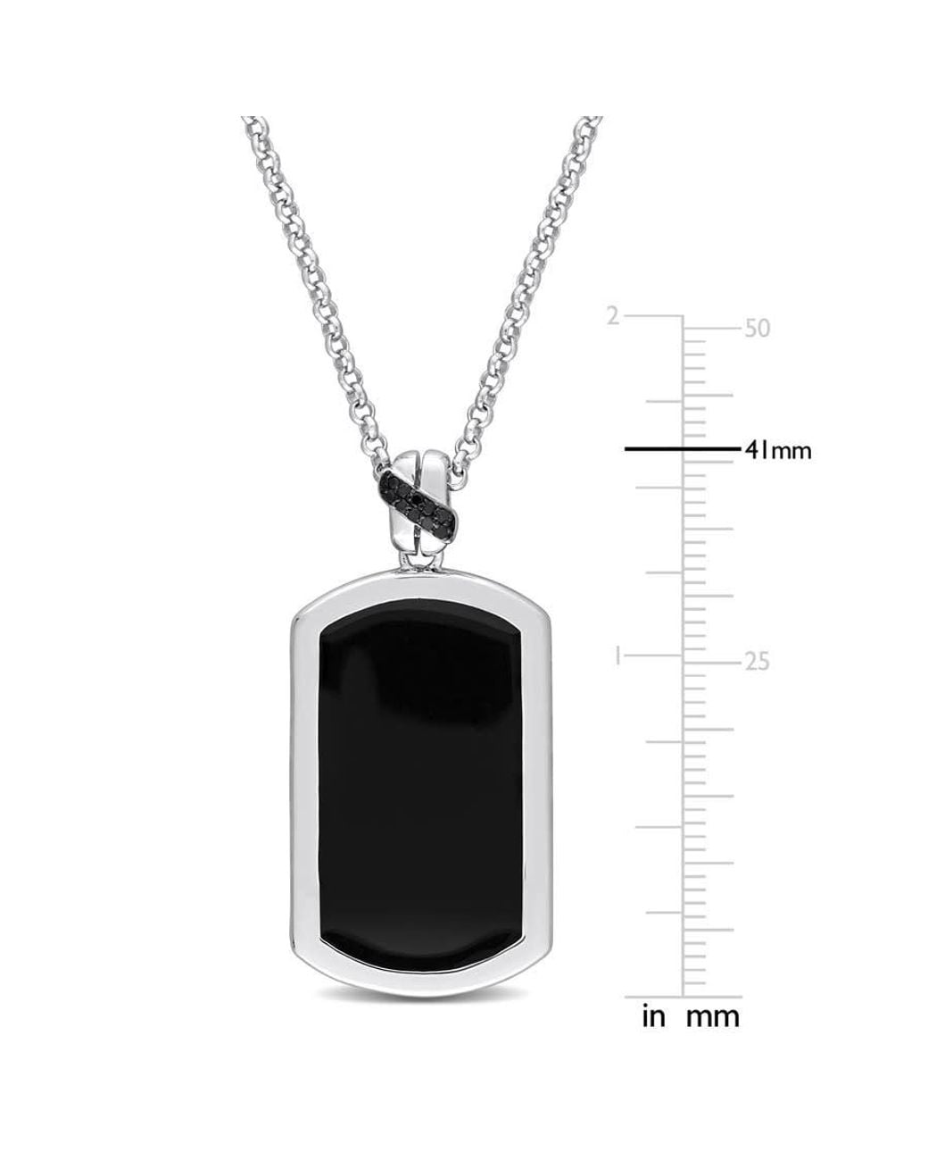 Amour Black Diamond Accent Hexagon Enamel Pendant With Chain for men