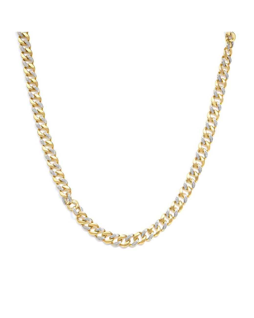 Haus of Brilliance Metallic 14K Over 1.0 Cttw Diamond Cuban Link Necklace (I-J Color, I3 Clarity) for men