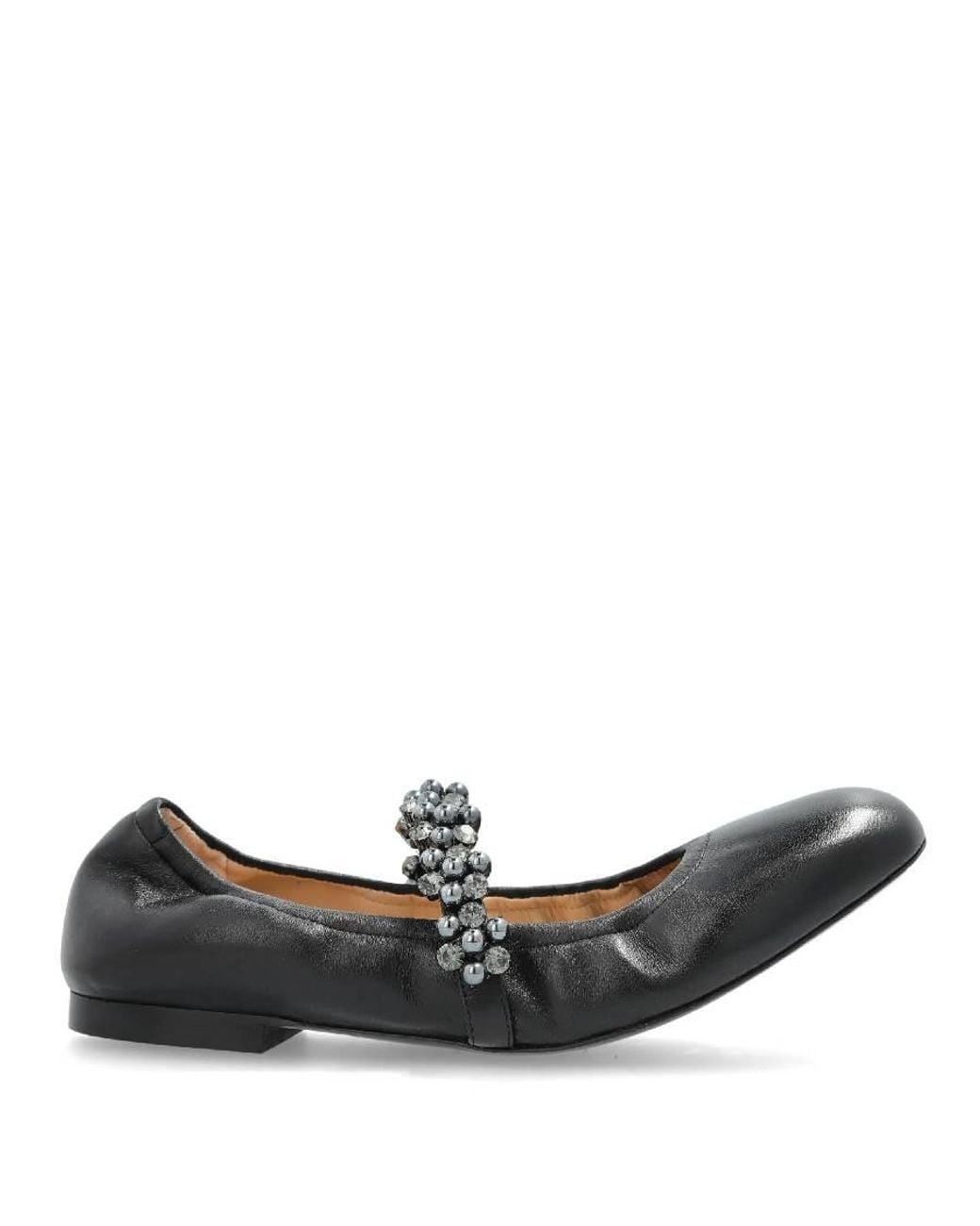 Stuart Weitzman Black Poppy Leather Ballet Flats