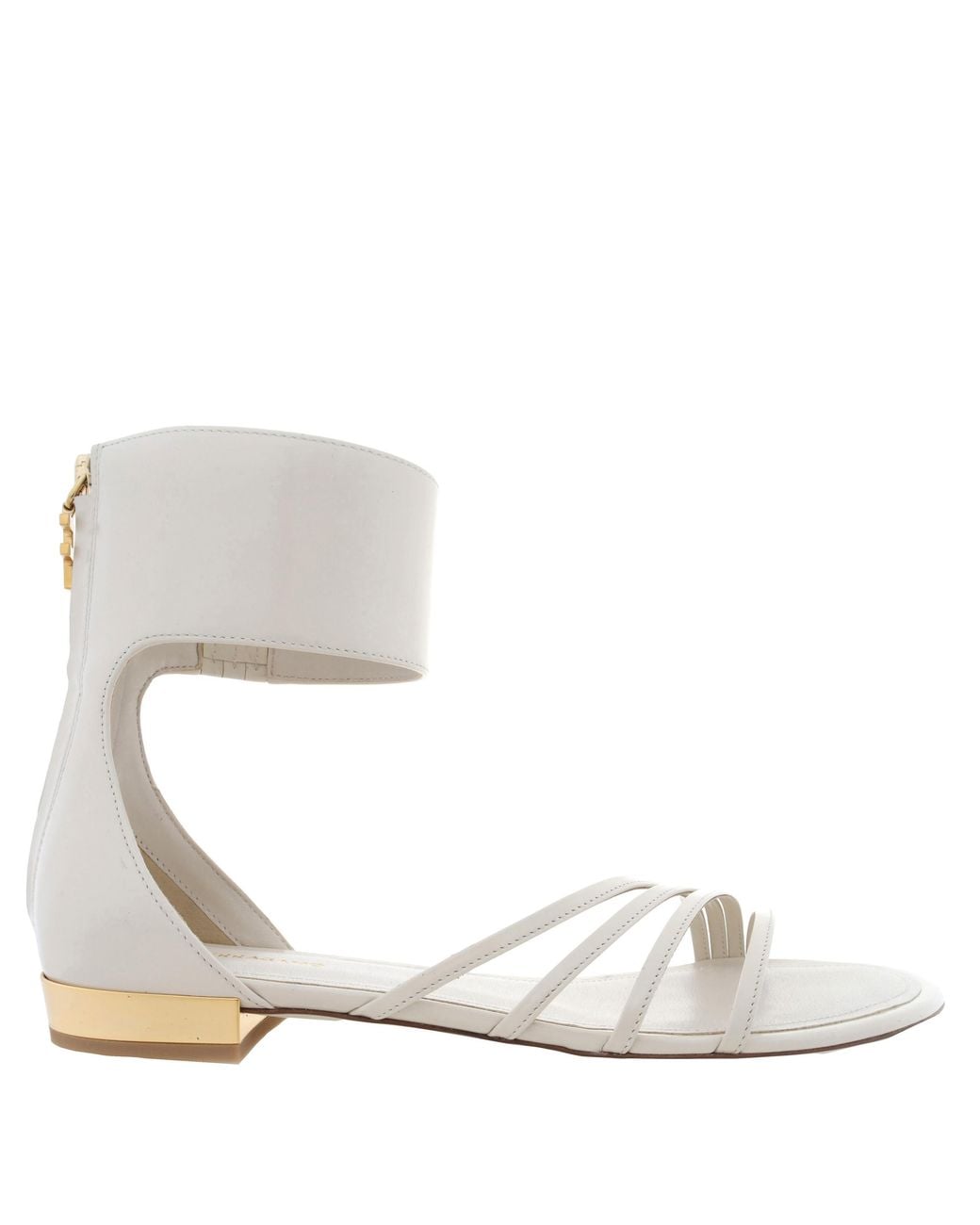 Ferragamo White Ferragamo Clivia Florence Leather Flat Sandals, Size 7 C
