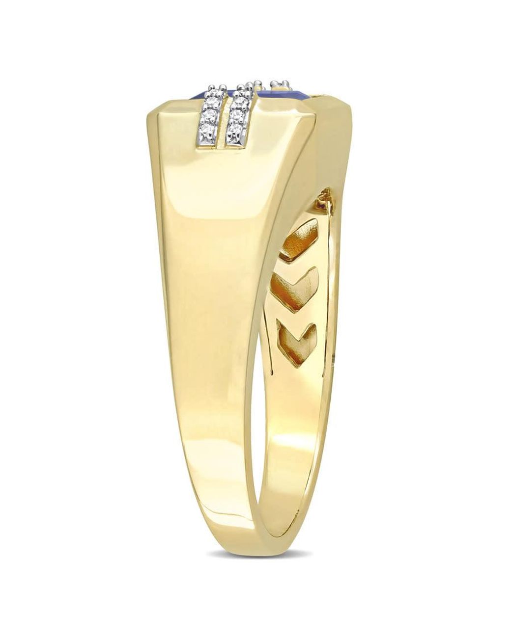 Amour Blue 3 Ct Tgw Square Created Sapphire And Diamond Accent Ring for men