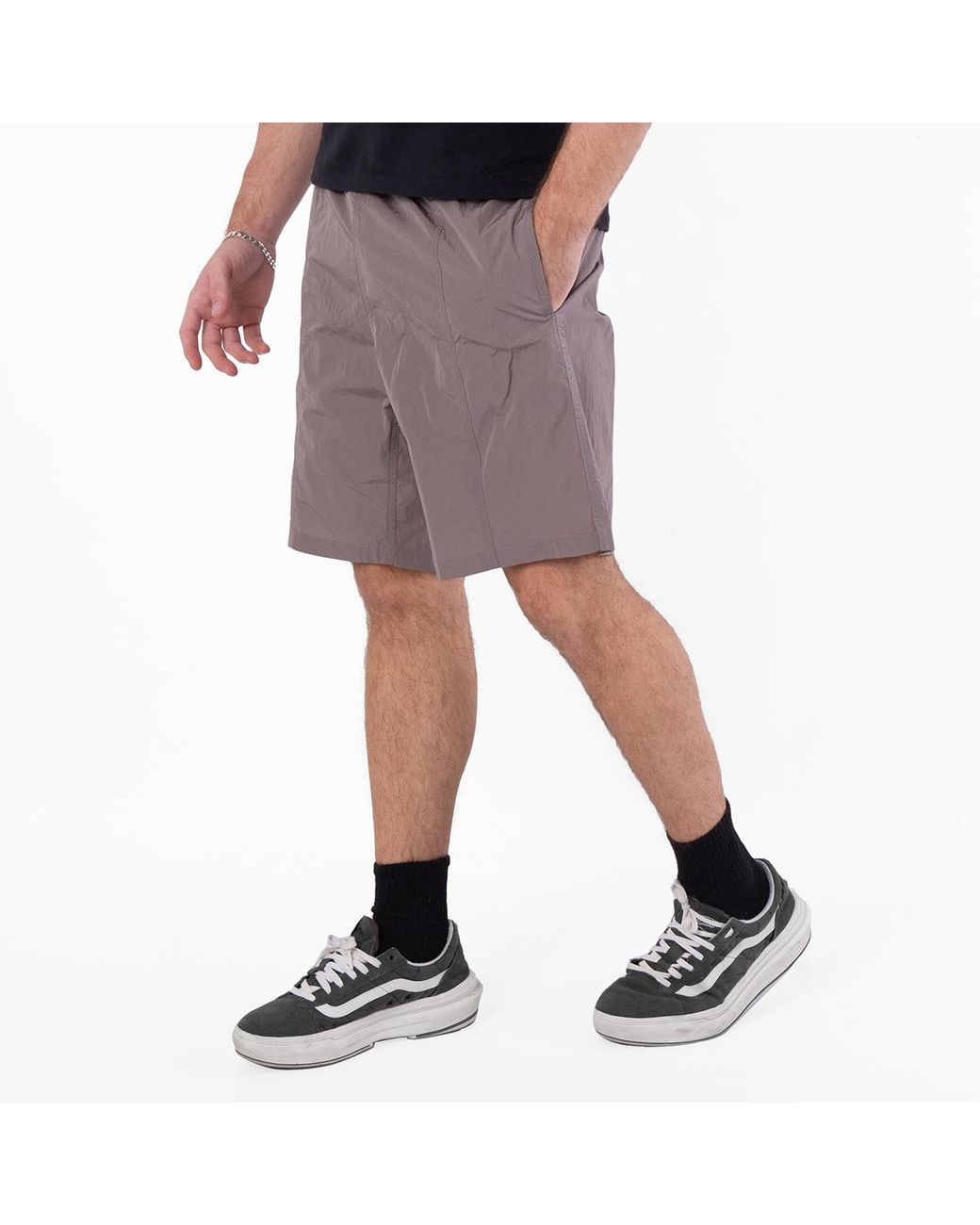 AMI Gray Nylon Canvas Swim Shorts for men