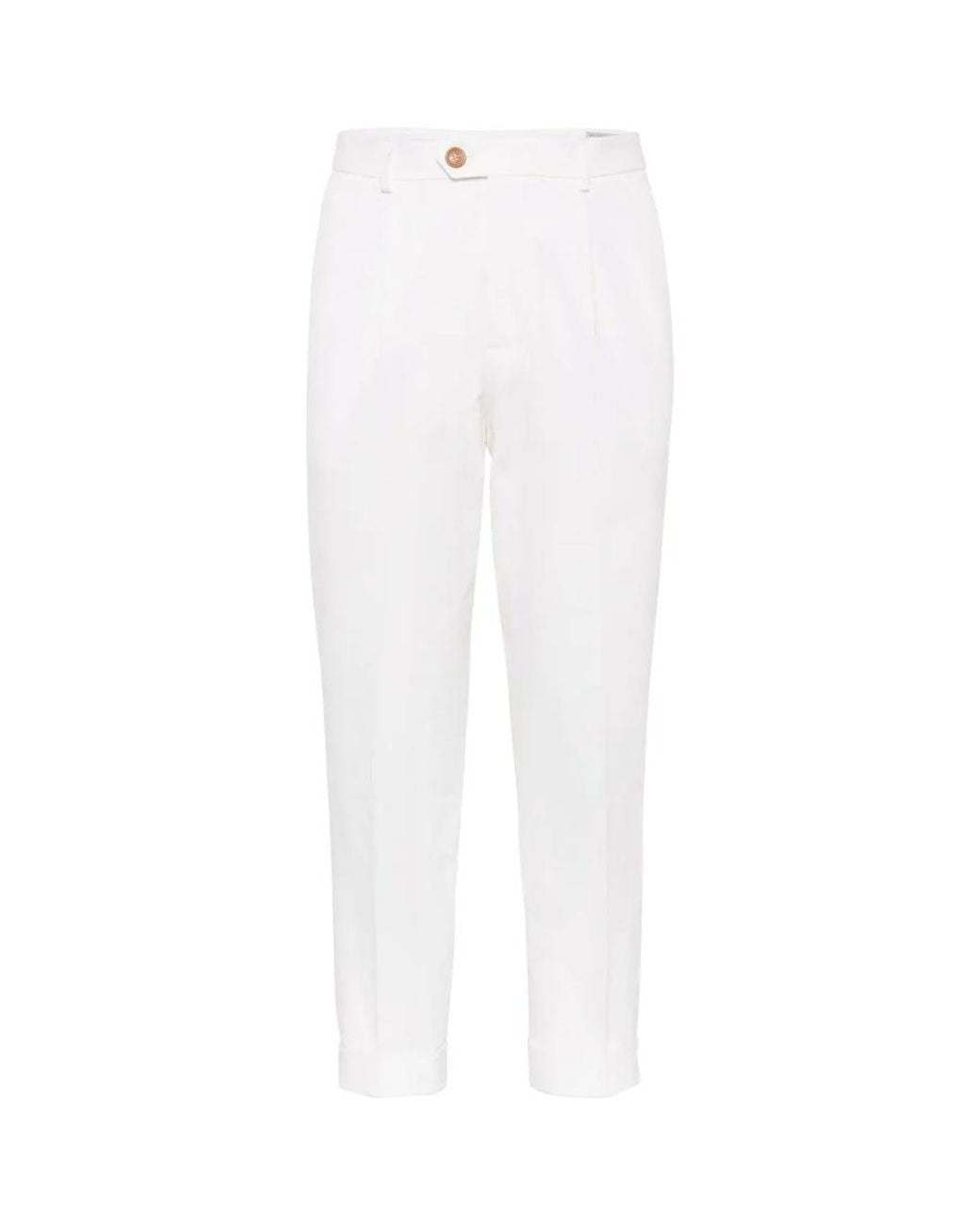 Brunello Cucinelli White Tailored Trousers With Button Detail, Brand Size 54 (Us for men