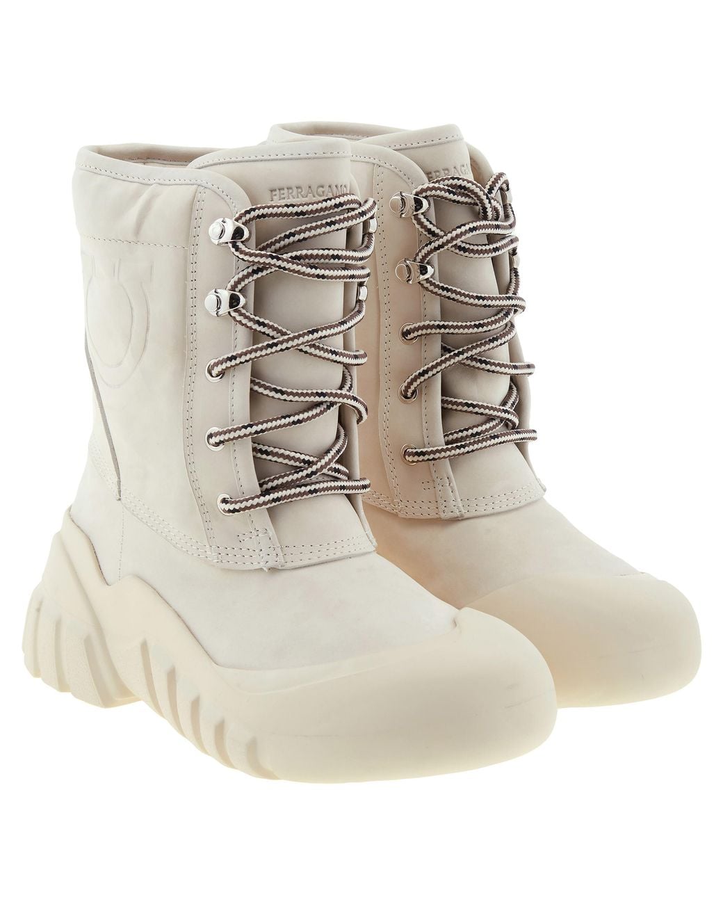 Ferragamo Natural Duna Chunky Sole Boots