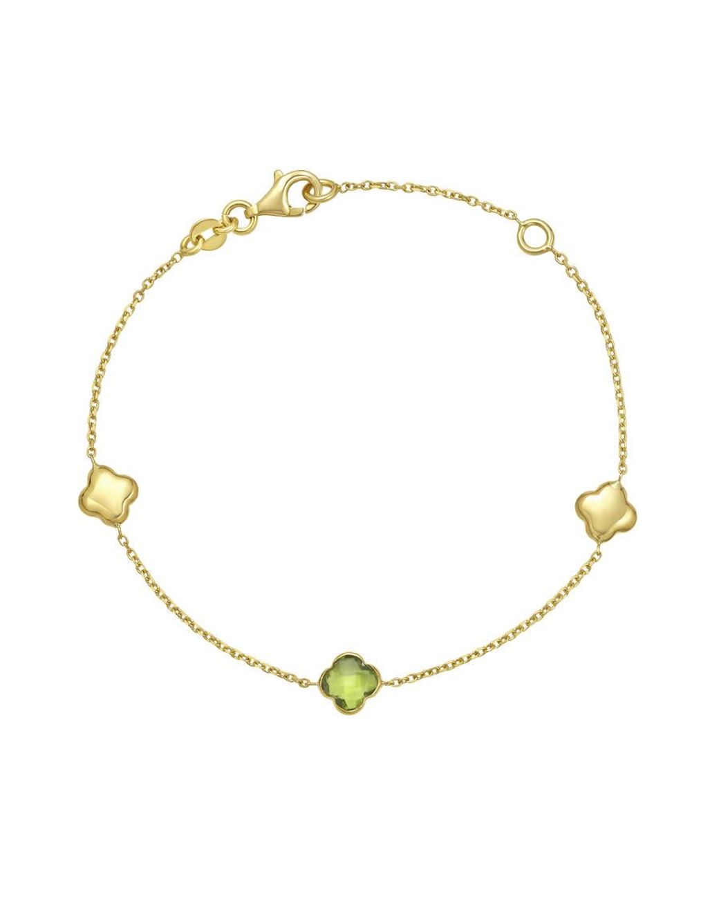 Kylie Harper Metallic Ladies 14K Peridot Clover Gemstone Station Bracelet for men