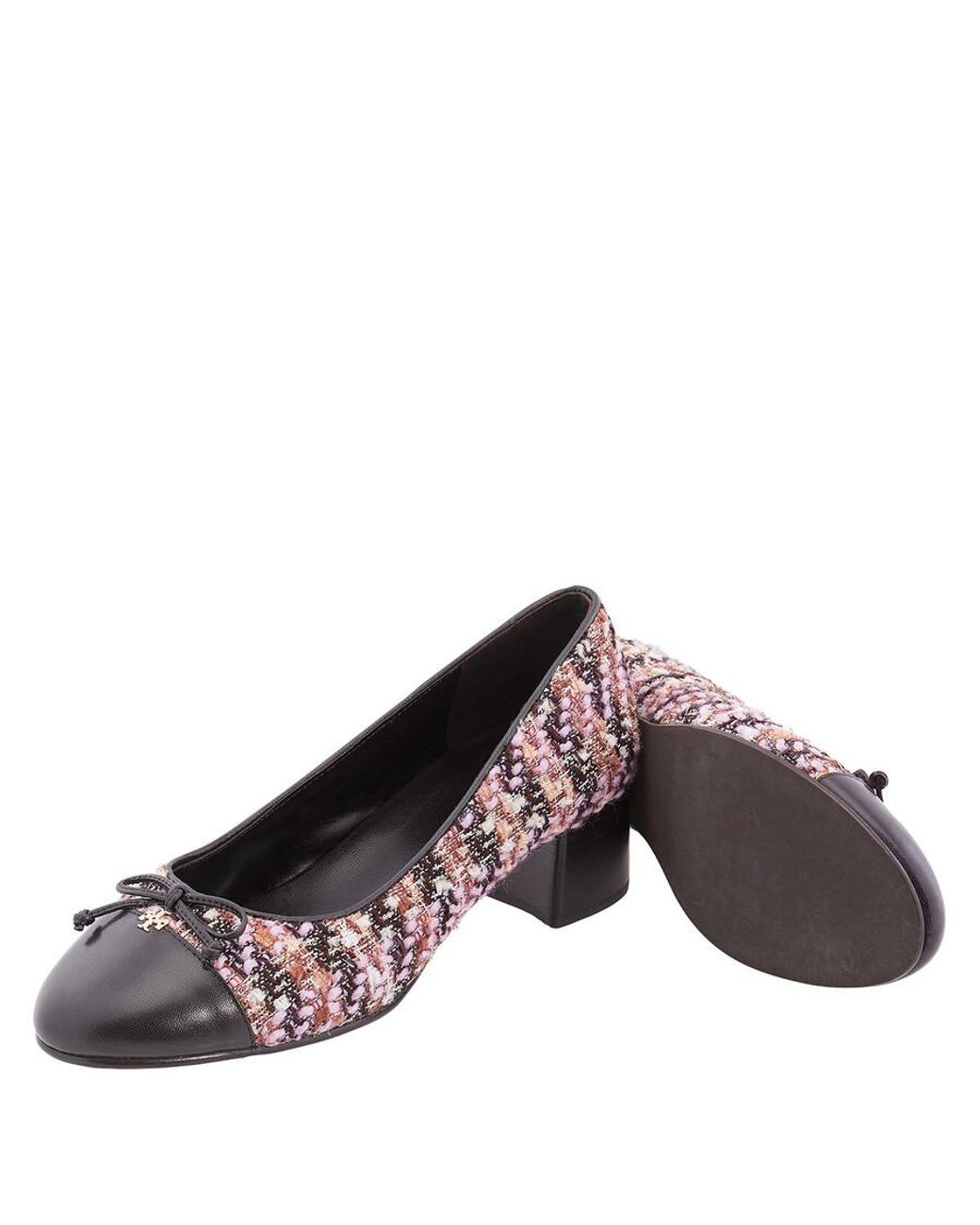 Tory Burch Pink Cap-Toe Tweed Pumps