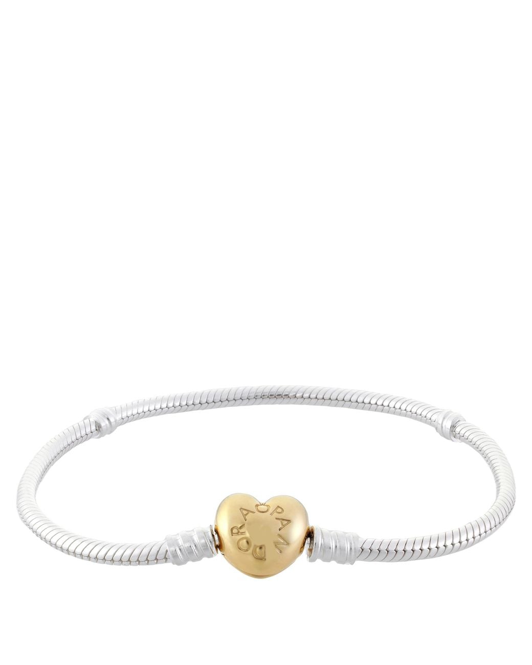 Pandora Metallic Heart Clasp Snake Chain Bracelet for men