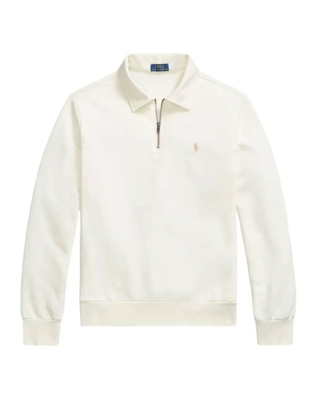 Polo Ralph Lauren White Loopback Fleece Quarter-Zip Sweatshirt for men
