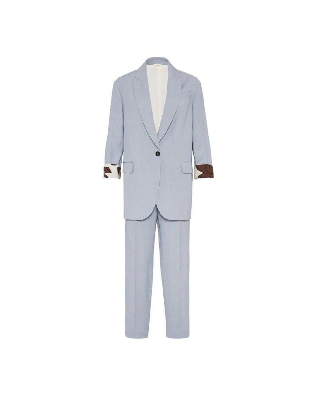 Brunello Cucinelli Blue Powder Linen Viscose Suit Trousers, Brand Size 40 (Us for men
