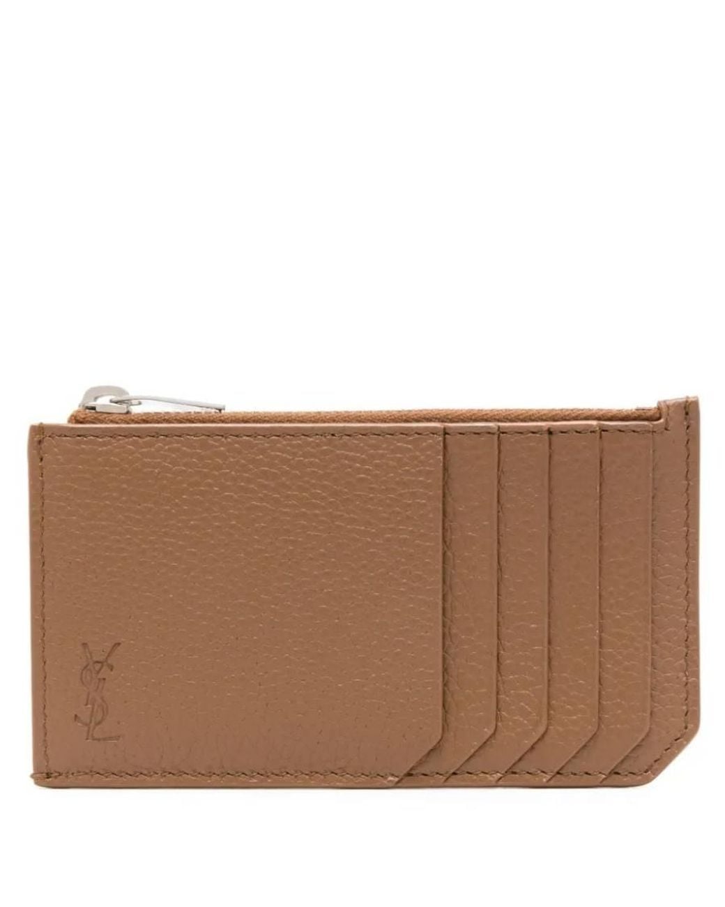 Saint Laurent Brown Cassandre Leather Card Holder for men