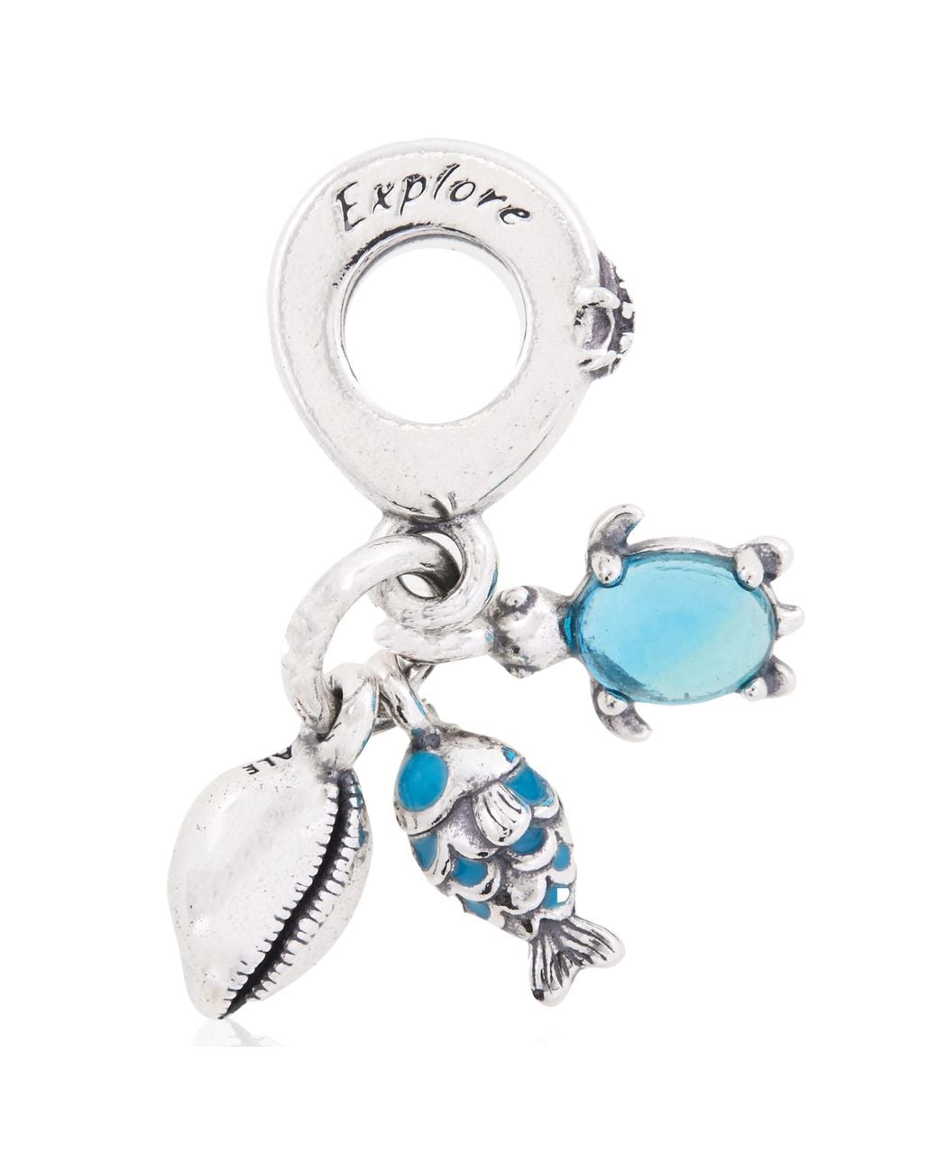 Pandora Metallic Ladies Fish, Sea Turtle & Conch Triple Dangle Charm for men