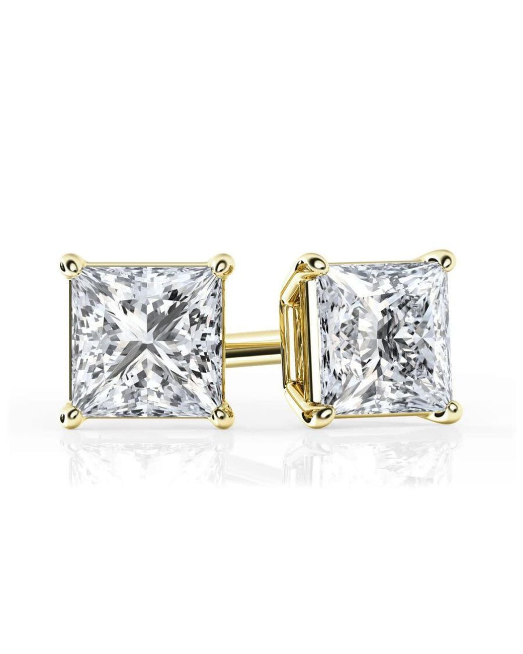 Brilliant Diamond Multicolor 1/3 Carat Princess Cut Lab Grown Diamond Stud Earrings for men
