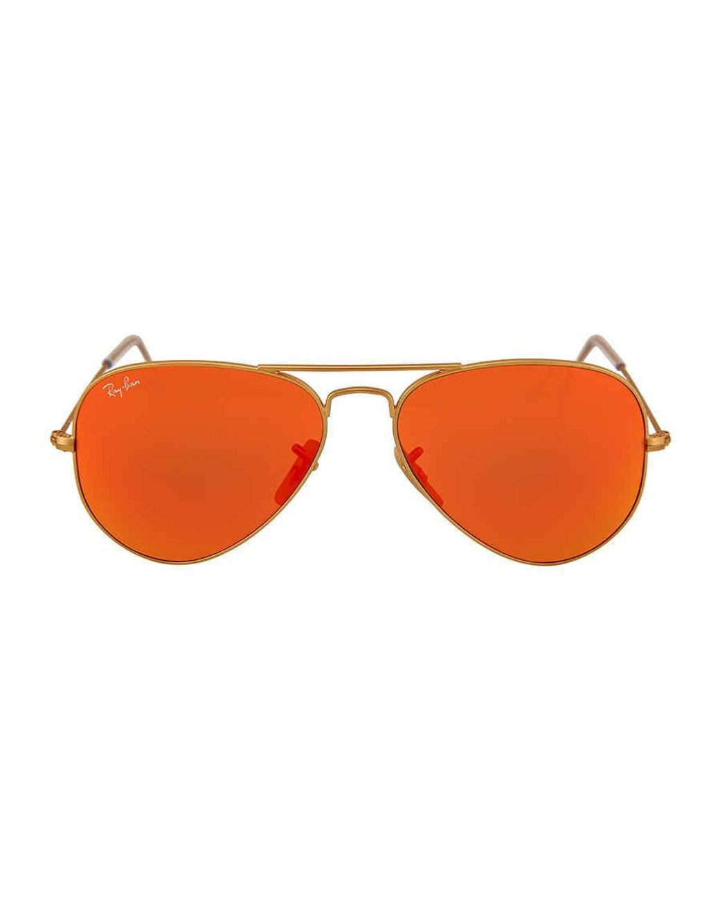 Ray Ban Aviator Matte Gold Metal Brown Mirror Orange Non Polarized Lenses 55mm Sunglasses 55 112 69 For Men Lyst