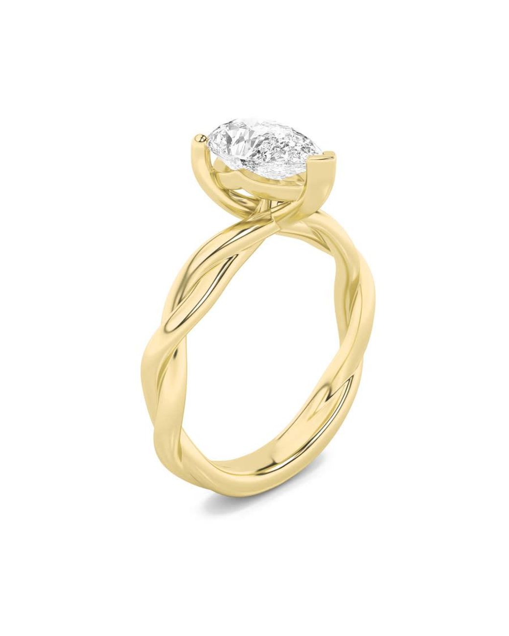 Mure And Co Metallic 1Ctw Pear Shaped Lab Grown Diamond (F/Vs) Twisted Shank Solitaire Engagement Ring for men