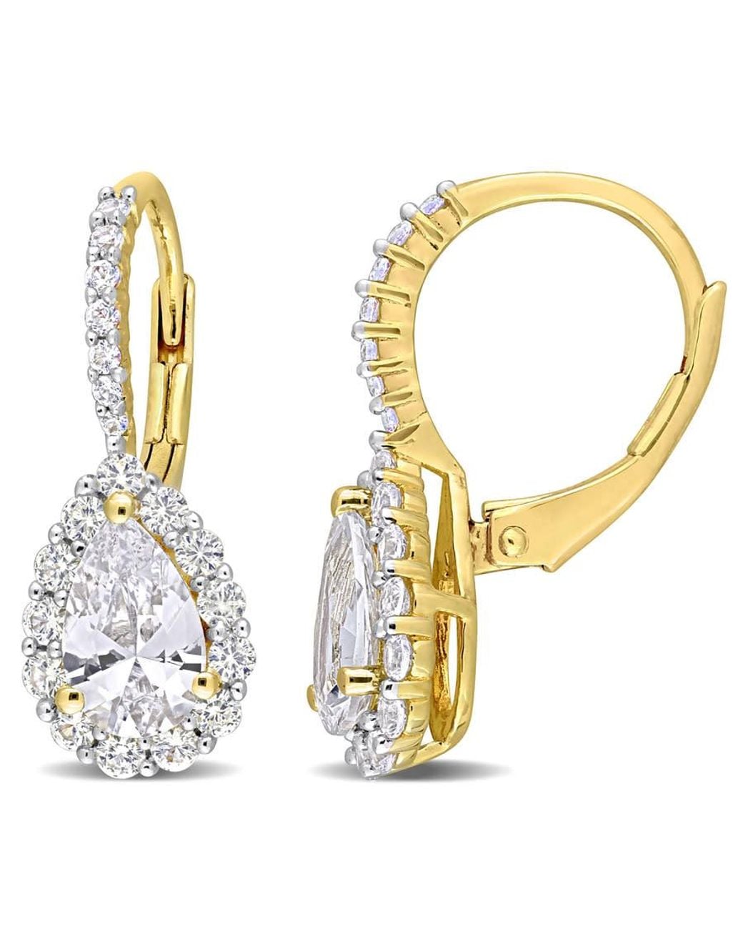 Amour Metallic 3 5/8 Ct Tgw Created Sapphire Teardrop Leverback Earrings for men