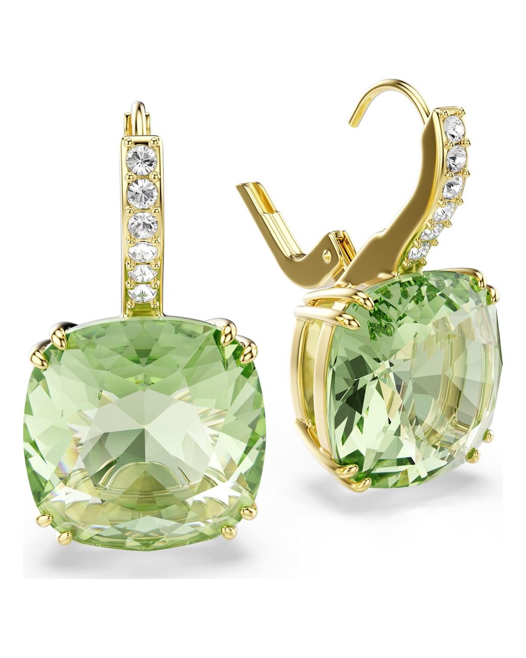 Swarovski Green Millenia 18K Plated Cushion-Cut Earrings for men
