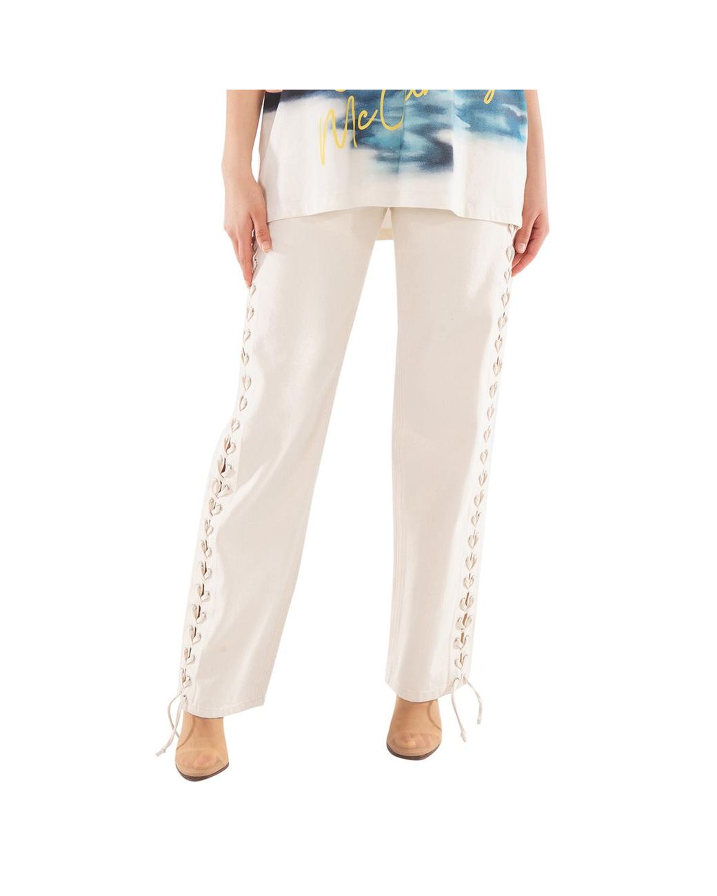 Stella McCartney White Ladies Mid-Rise Straight-Leg Jeans for men