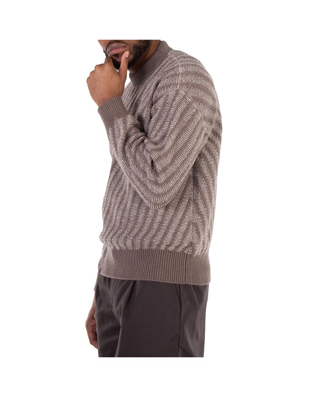 Emporio Armani Brown Crew-Neck Jacquard Sweater for men