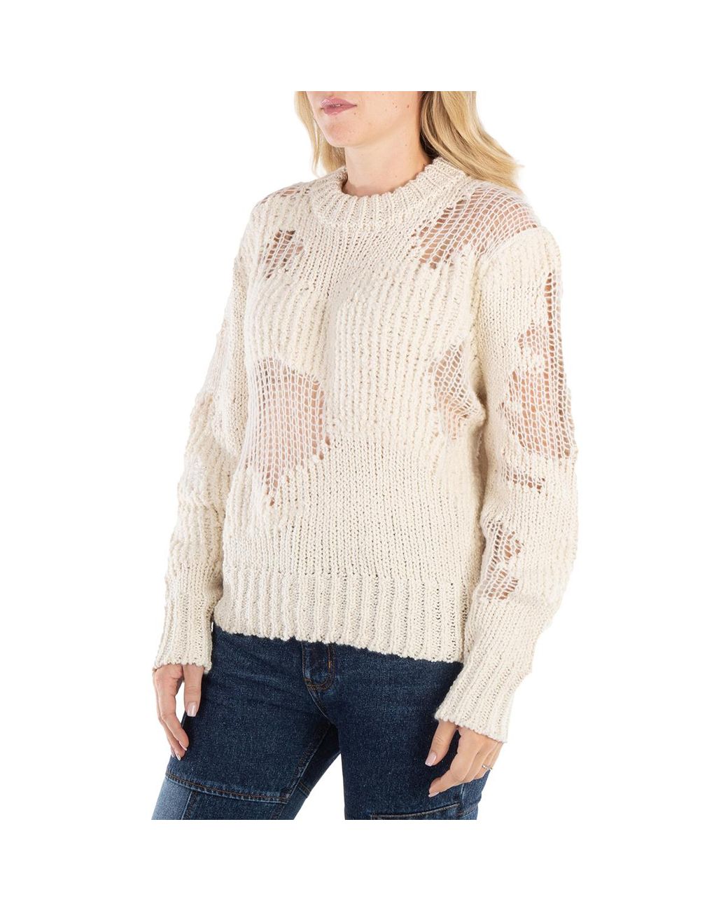 Chloé Natural Ladies Iconic Milk Distressed Sweater