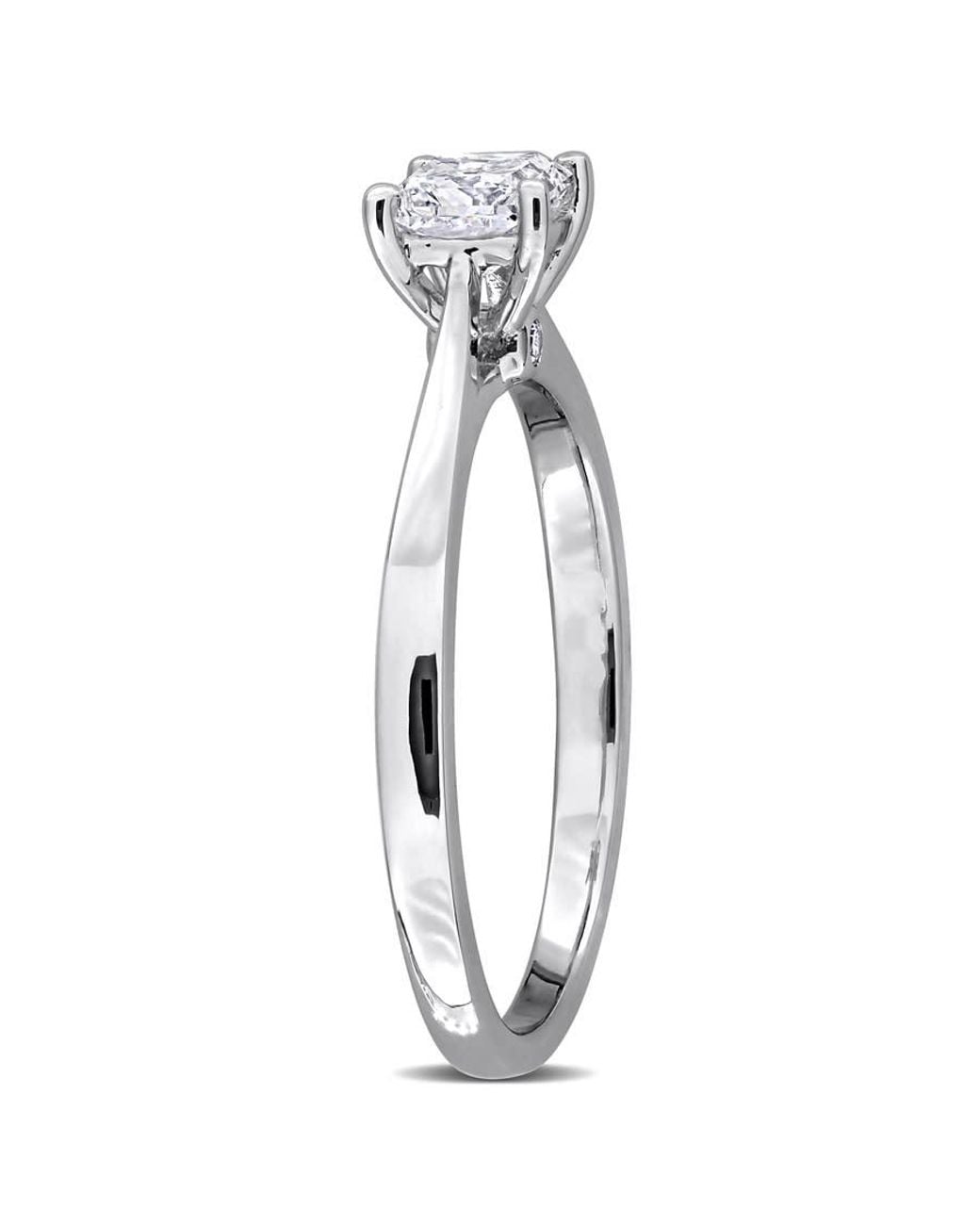 Created Forever Metallic 1/2Ct Tw Princess-Cut Lab-Grown Diamond Solitaire Engagement Ring With Side Accents for men