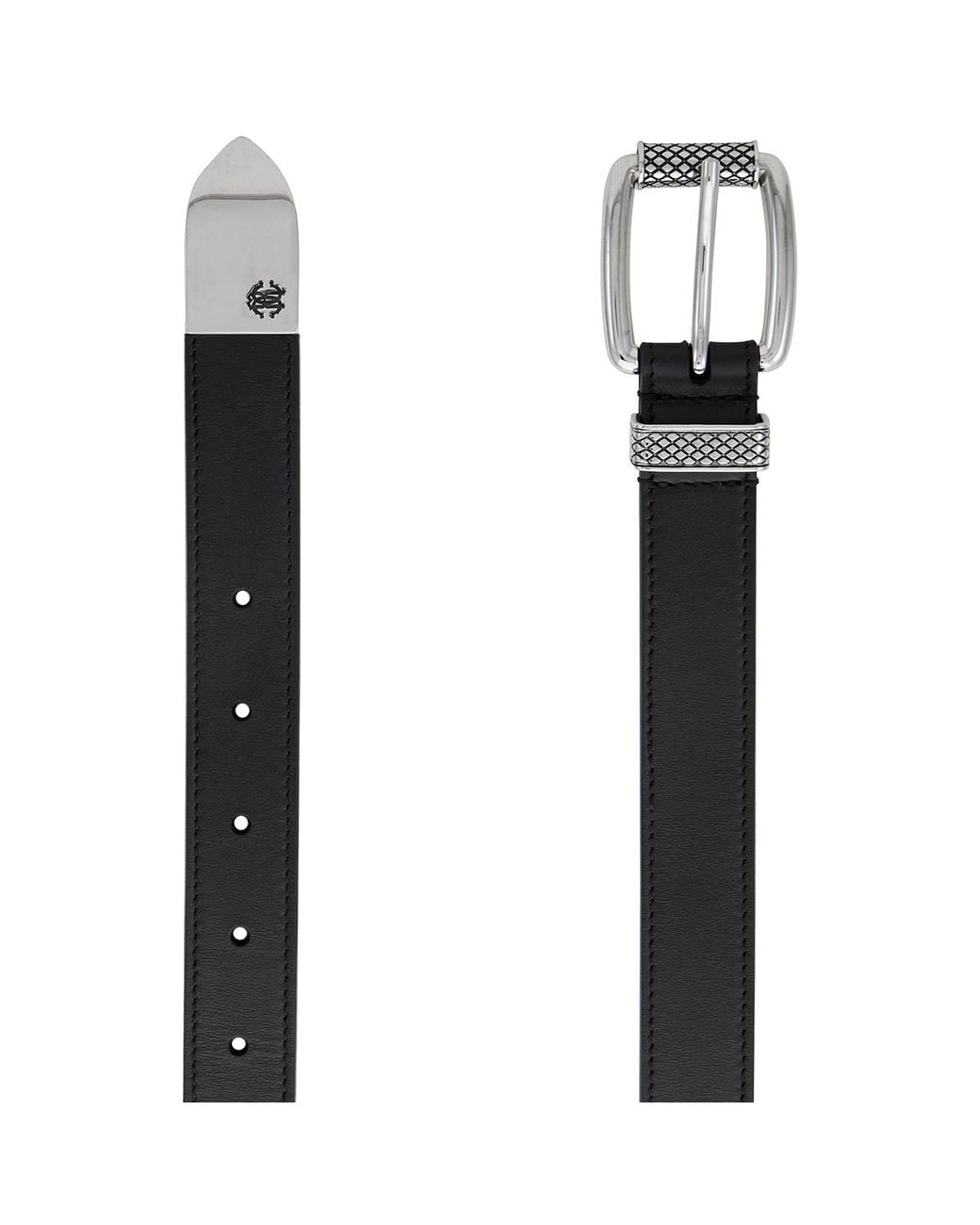 Roberto Cavalli Black Leather Gange Adjustable Belt, Cm for men