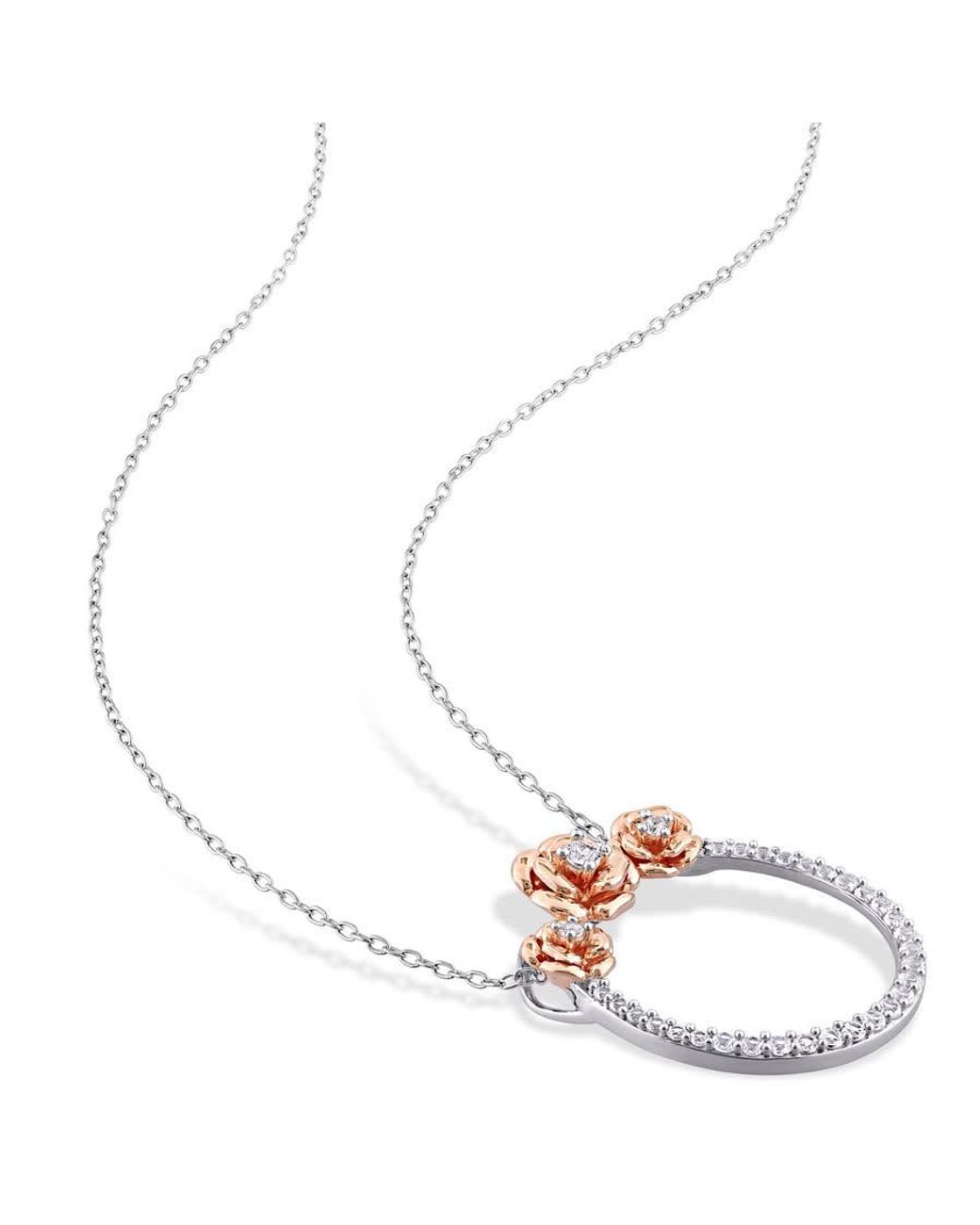 Amour Metallic 3/5 Ct Tgw Created Sapphire Rose Open Circle Pendant With Chain for men