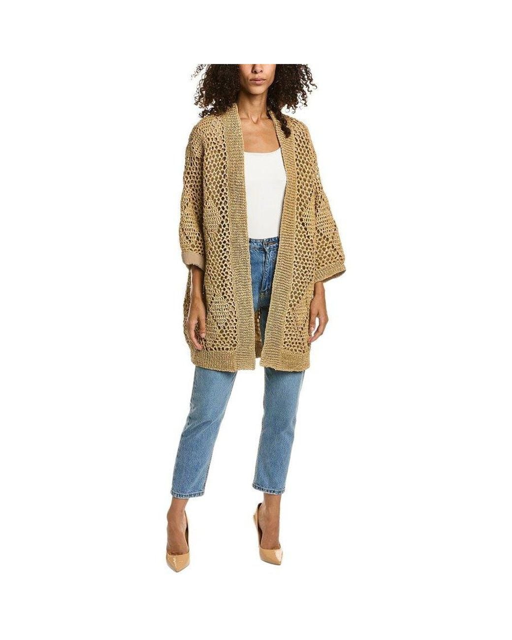 Brunello Cucinelli Multicolor Open-Knit Long Cardigan, Size Small for men
