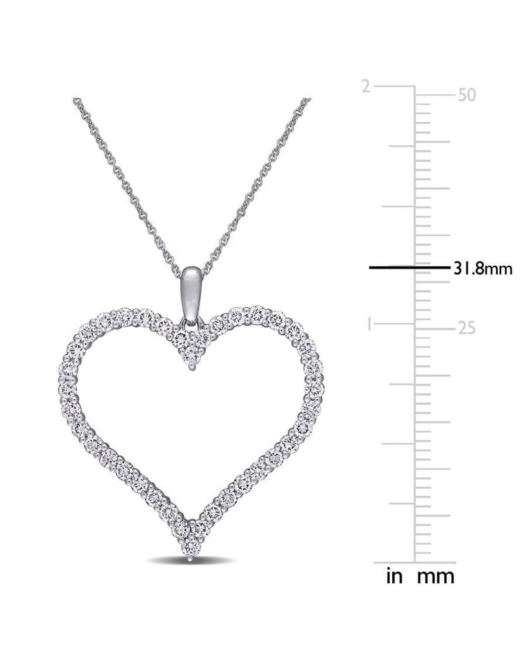 Created Forever Metallic 1 1/4 Ct Tw Lab Created Diamond Heart Necklace