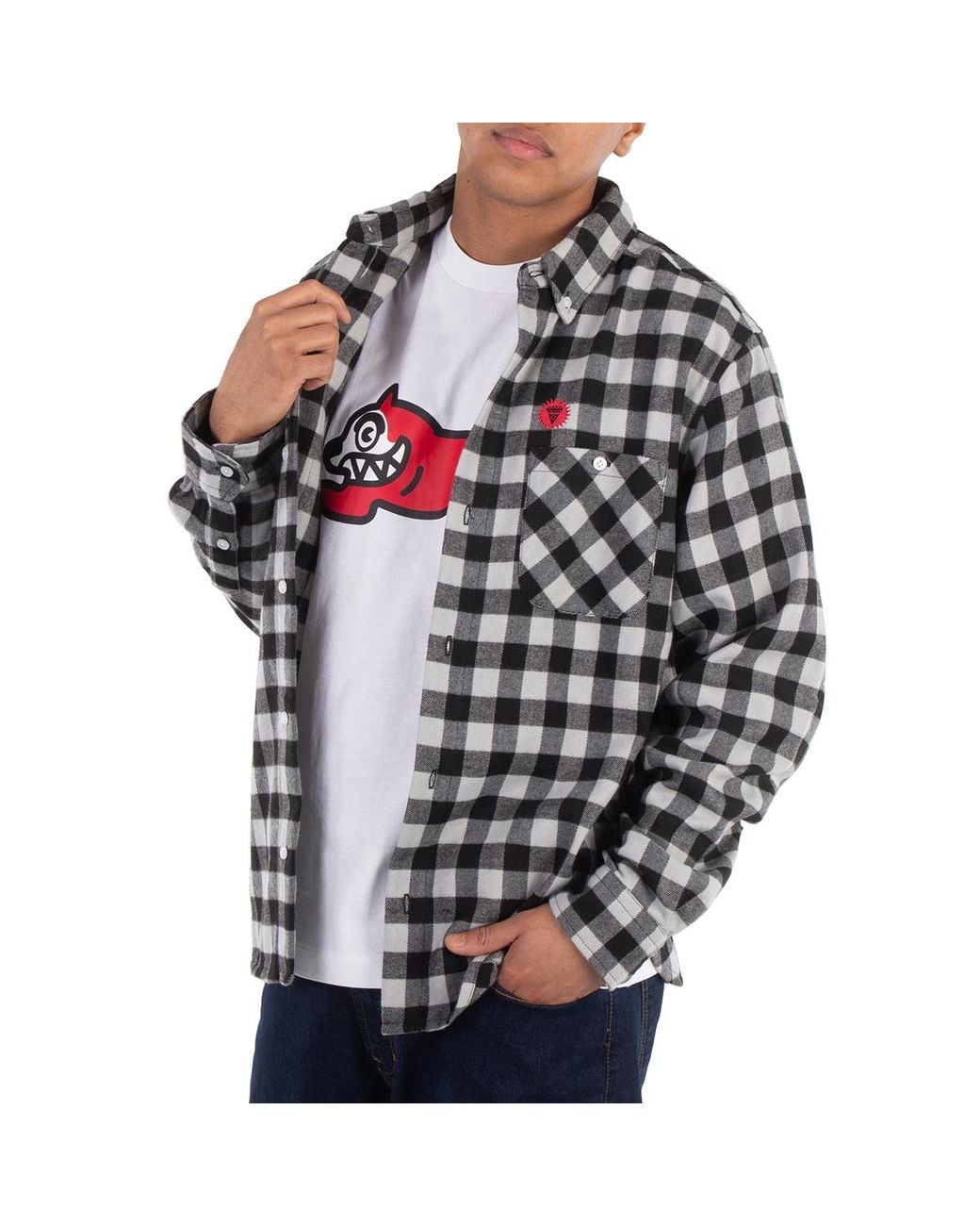 ICECREAM Black Check Pattern Flannel Shirt for men