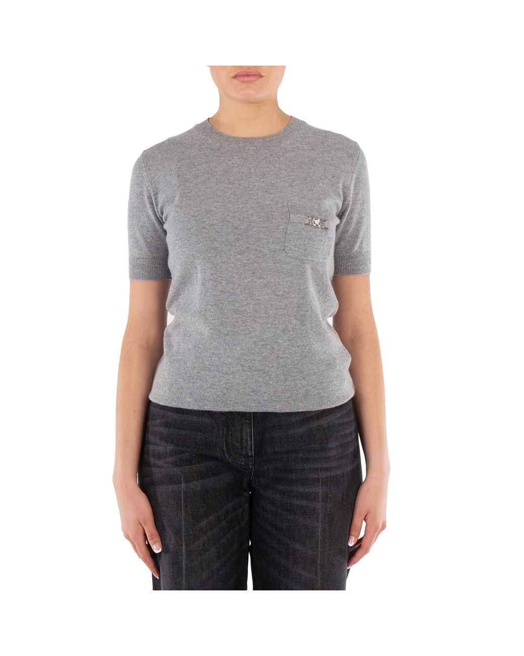 Versace Gray Medusa 95 Cashmere-Blend Knit T-Shirt