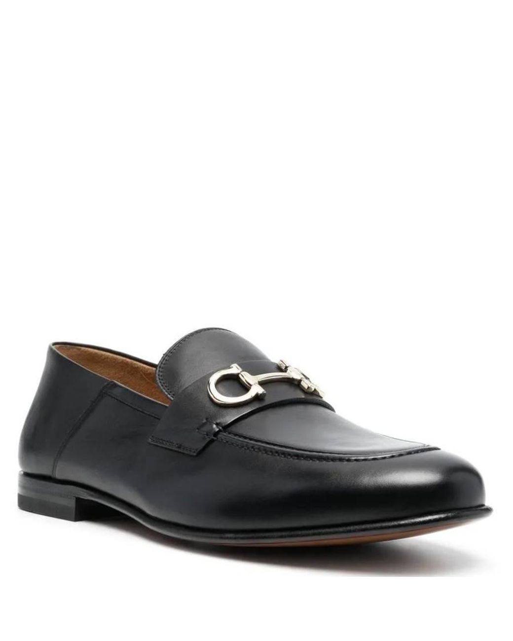 Ferragamo Black Ferragamo Gancini Ornament Calfskin Mule Loafers for men