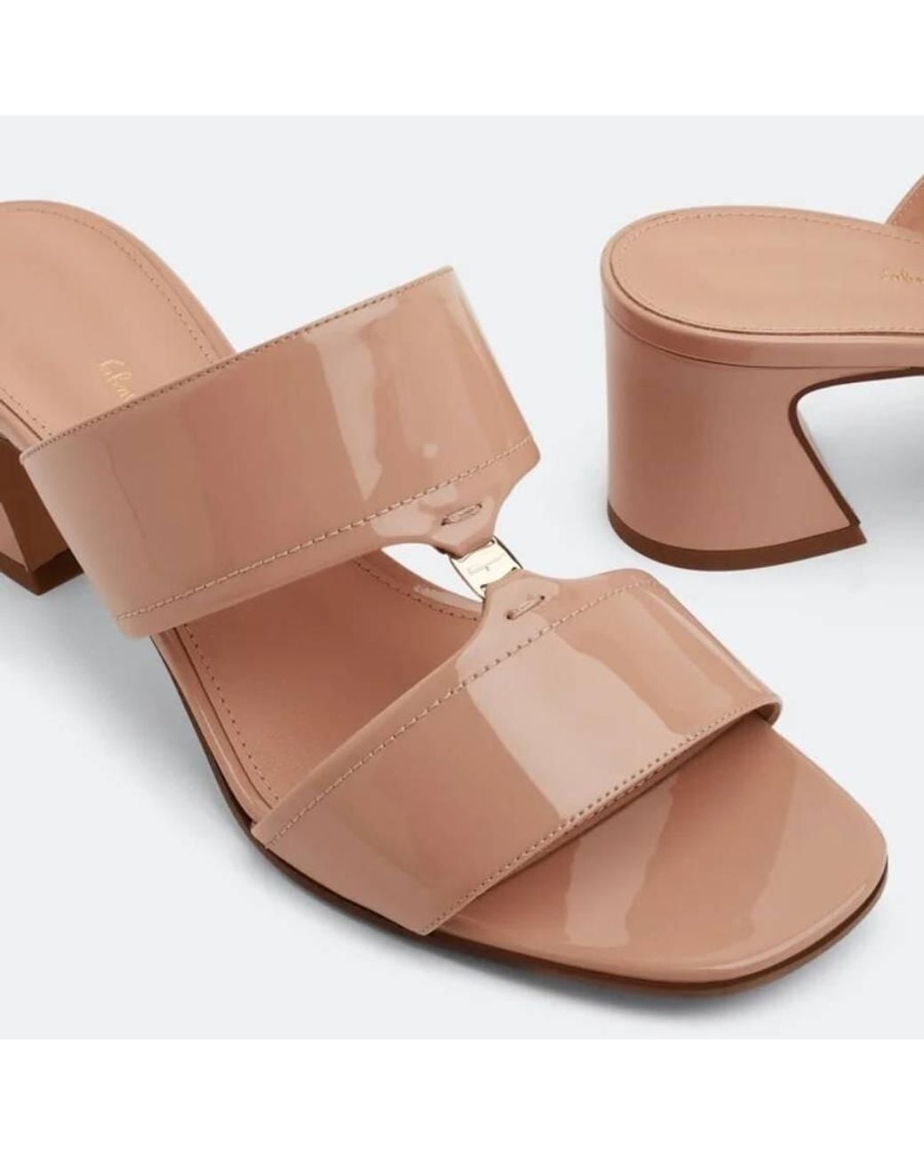 Ferragamo Pink Ferragamo Vara Chain Sandals, Size 10 C