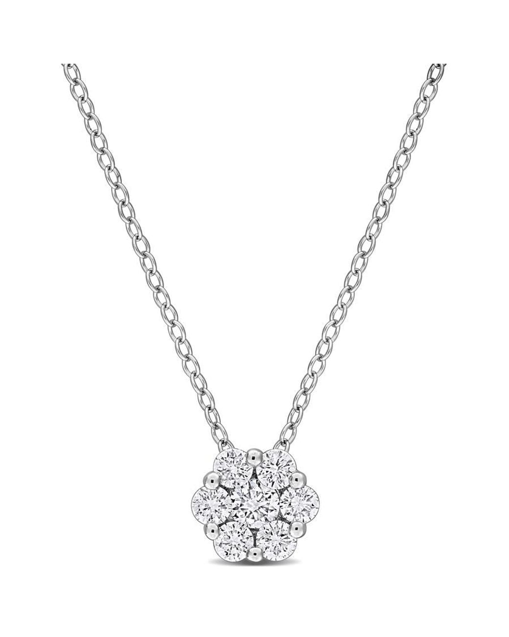 Created Forever Metallic 1/2 Ct Tw Lab-Grown Floral Cluster Pendant With Chain for men