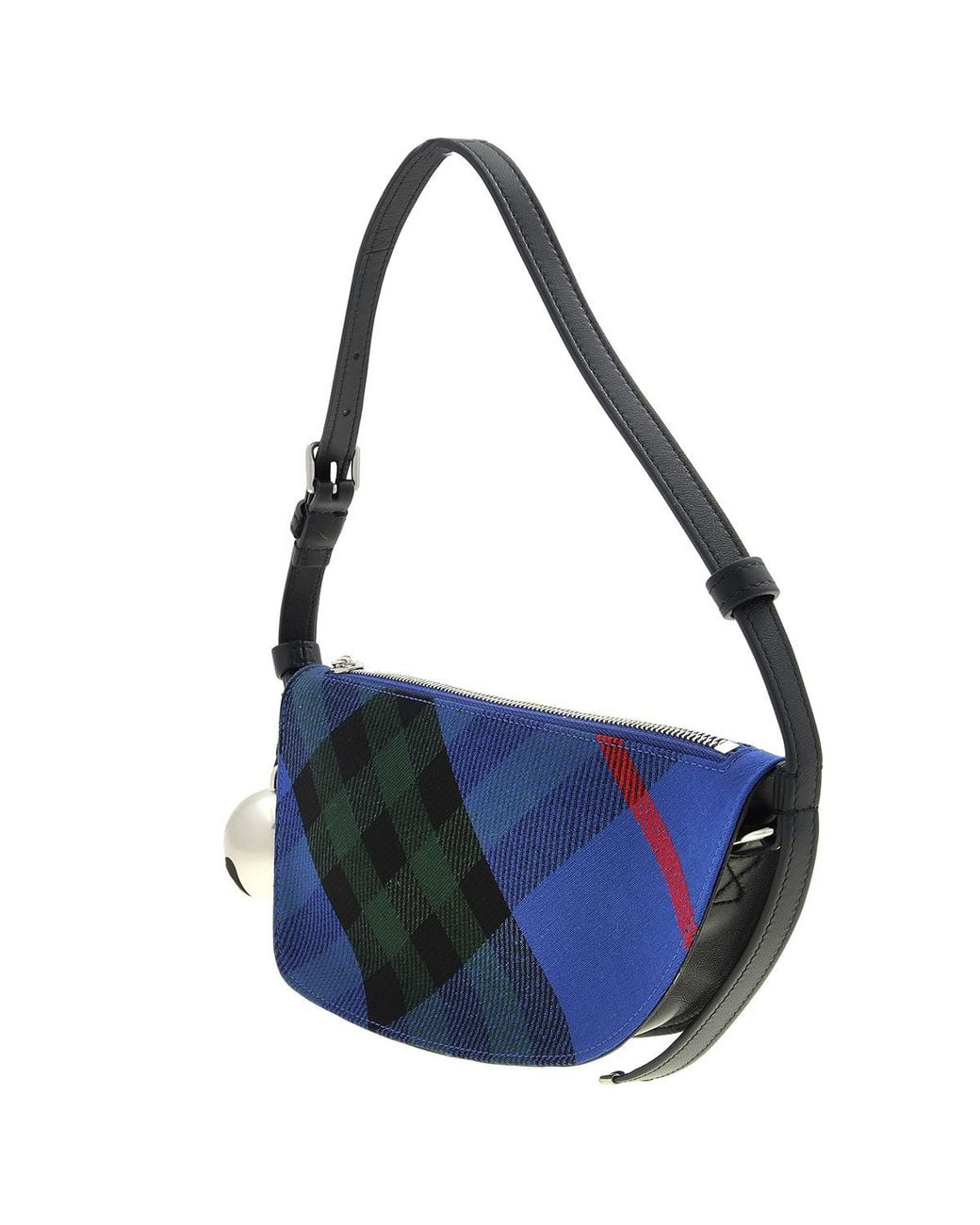 Burberry Blue Jacquard Woven Check Shield Sling Bag