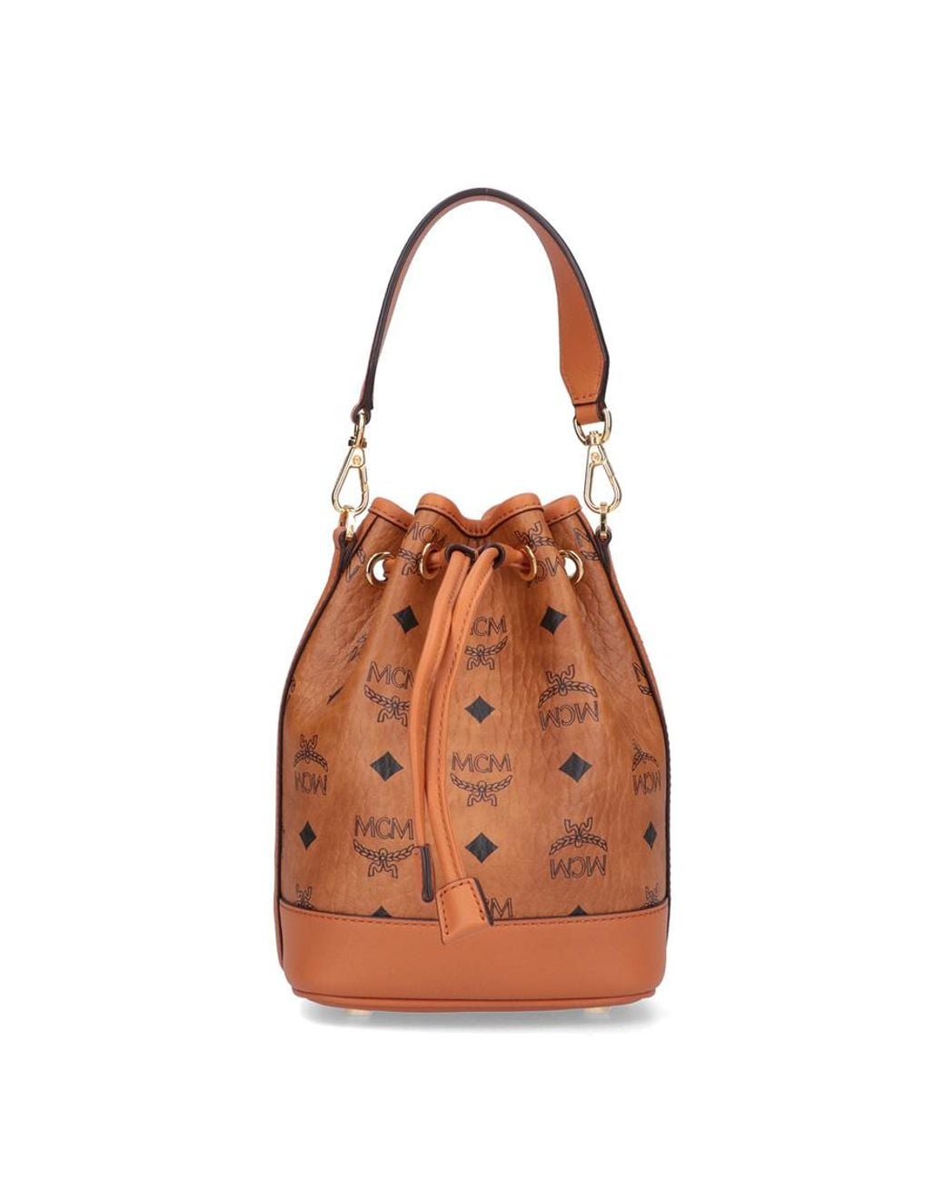 MCM Brown Mini Dessau Bucket Bag