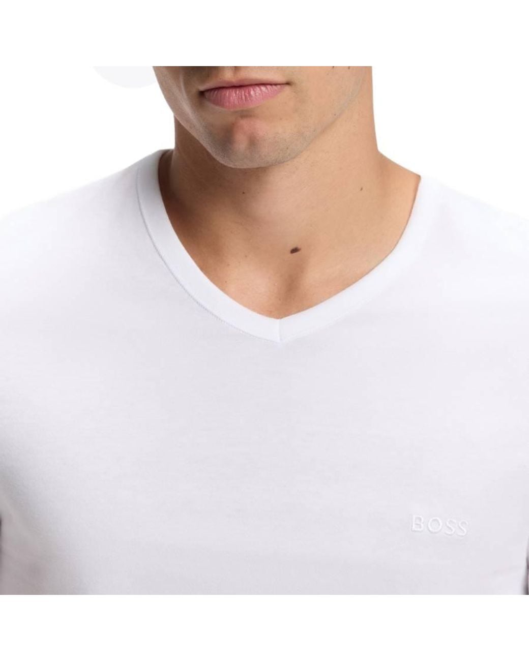 Boss White Three-Pack Of Cotton V-Neck Undershirts for men