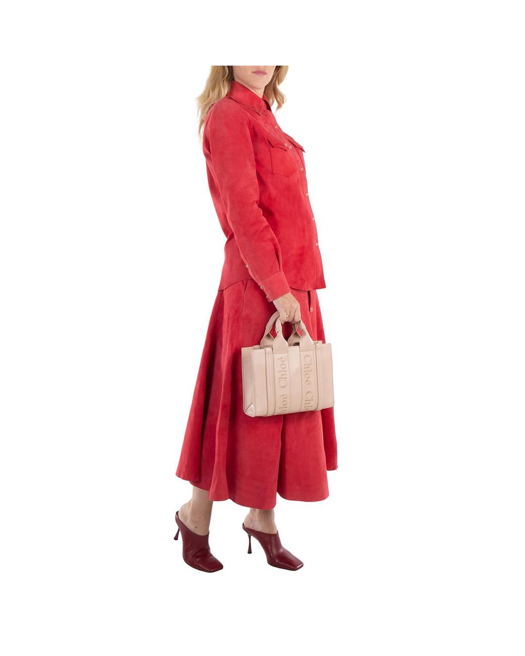 Chloé Pink Ladies Cement Small Woody Tote Bag for men