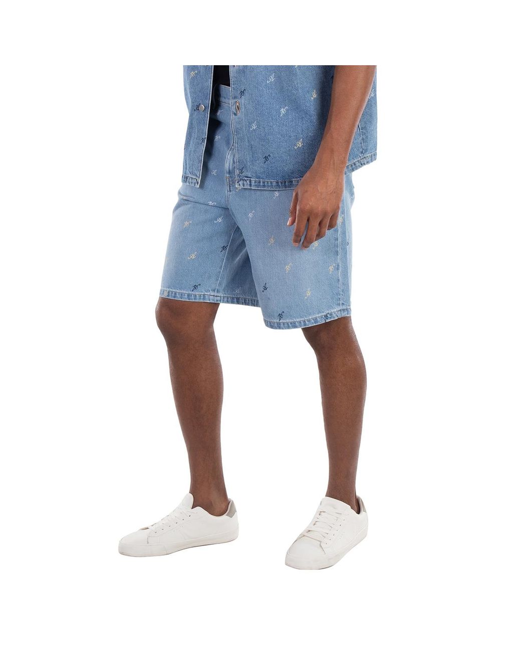 Axel Arigato Blue Miles Logo Print Denim Shorts for men