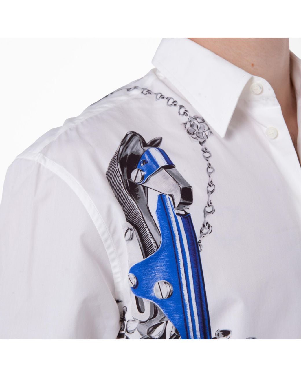 Burberry White Knight Hardware Printed Cotton Shirt for men