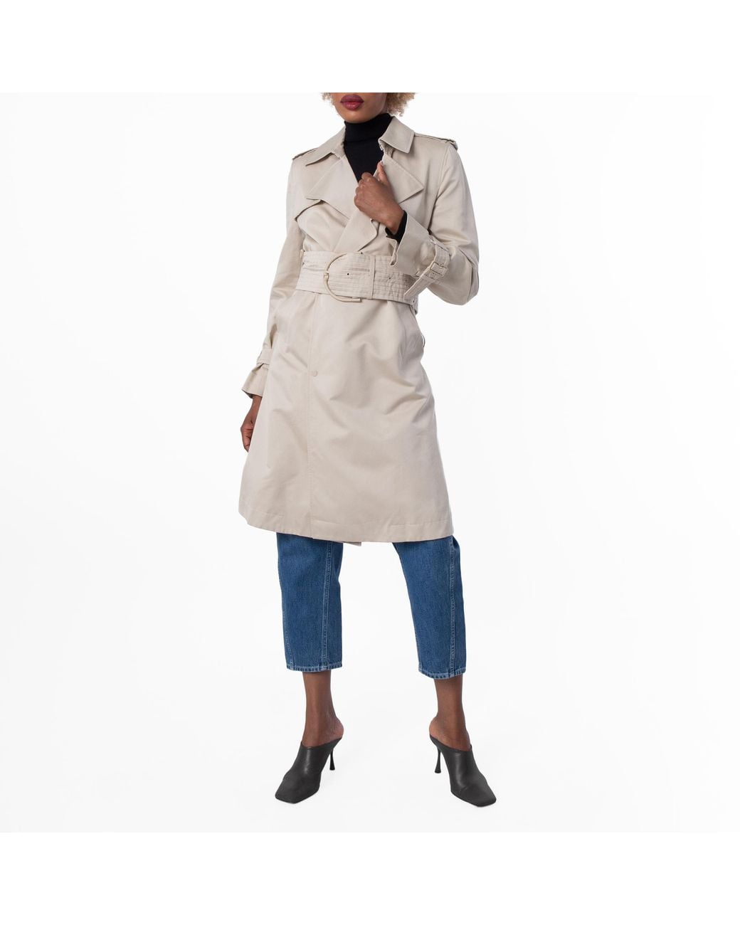 Burberry Natural Mid-Length Belted Trench Coat, Brand Size 12 Us for men