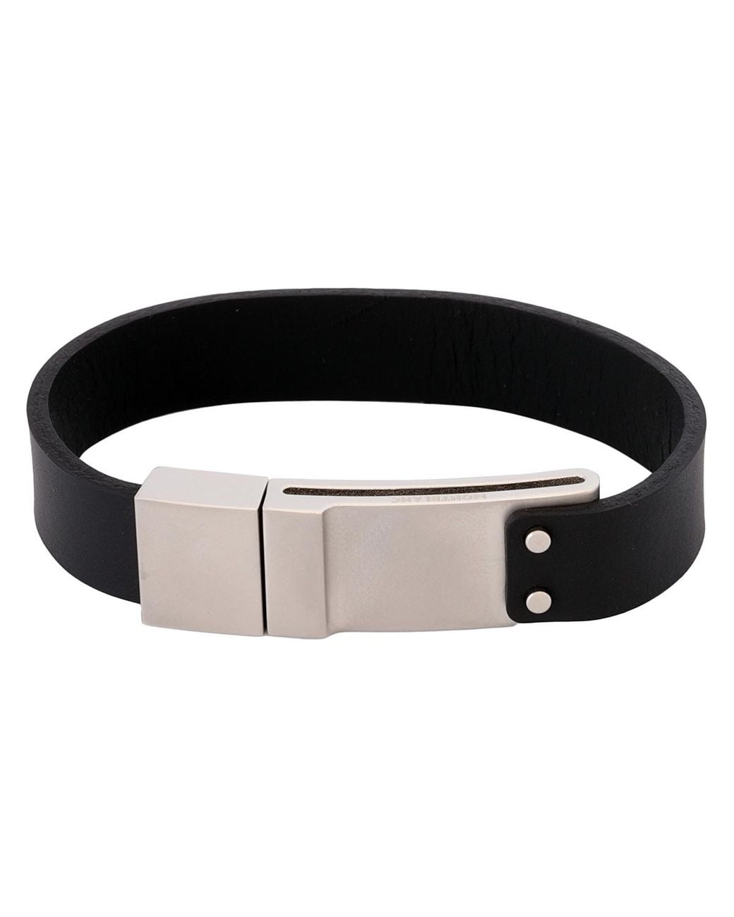 Montblanc Black Stainless Steel Leather Bracelets for men