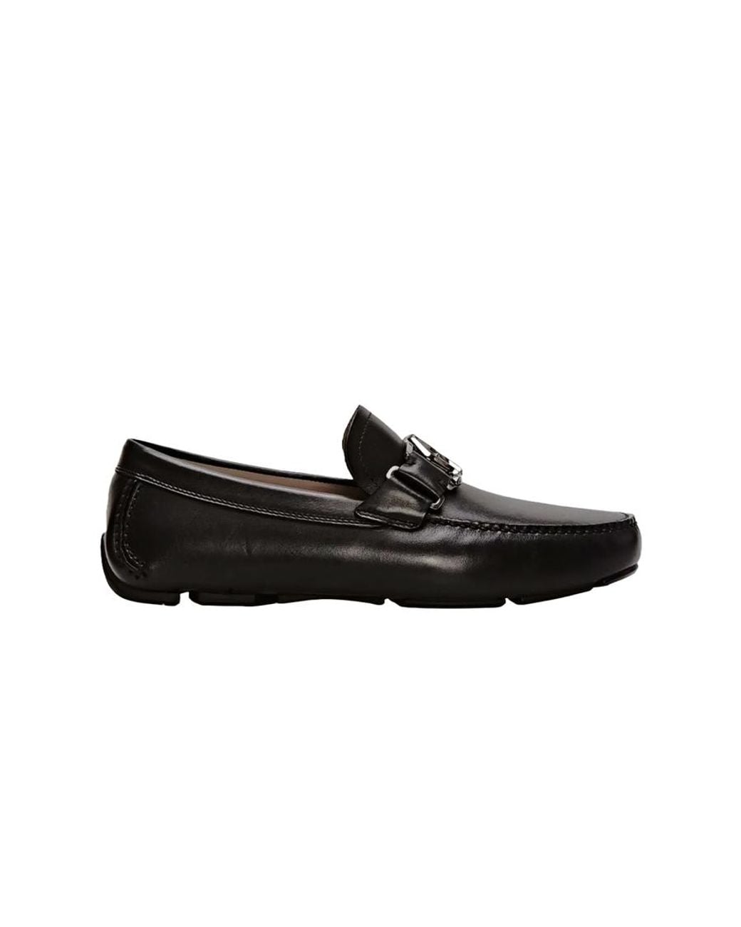 Ferragamo Black Salvatore Leather Ornament Driver Loafers for men