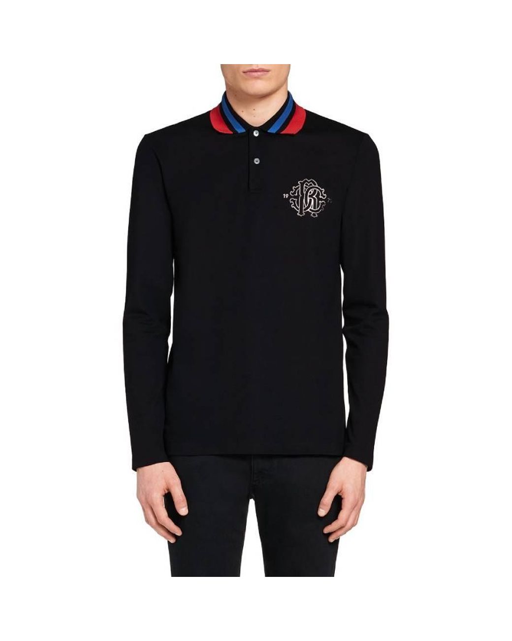 Roberto Cavalli Black Rc Monogram Polo Shirt for men