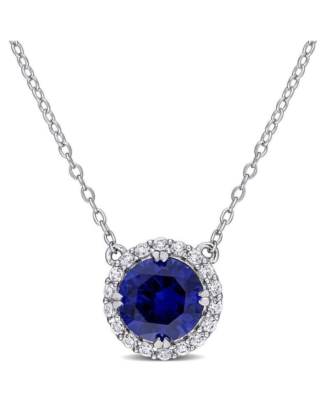 Amour Blue 2 3/4 Ct Tgw Created Sapphire Created Sapphire Circular Pendant With Chain for men