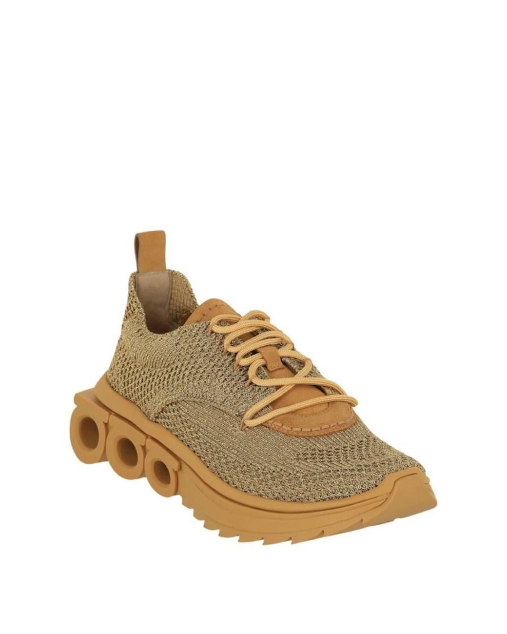 Ferragamo Brown Nima Metallic Knit Sneakers for men
