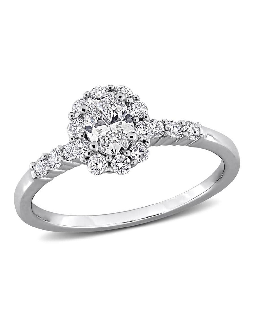 Created Forever Metallic 3/4Ct Tw Oval-Cut Lab-Grown Diamond Halo Engagement Ring for men