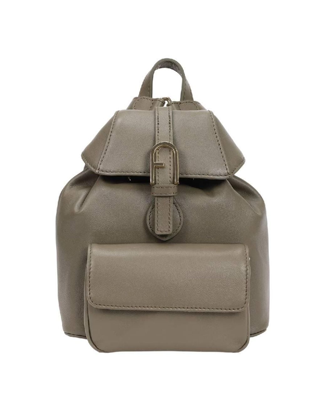 Furla Gray Mini Leather Flow Backpack for men