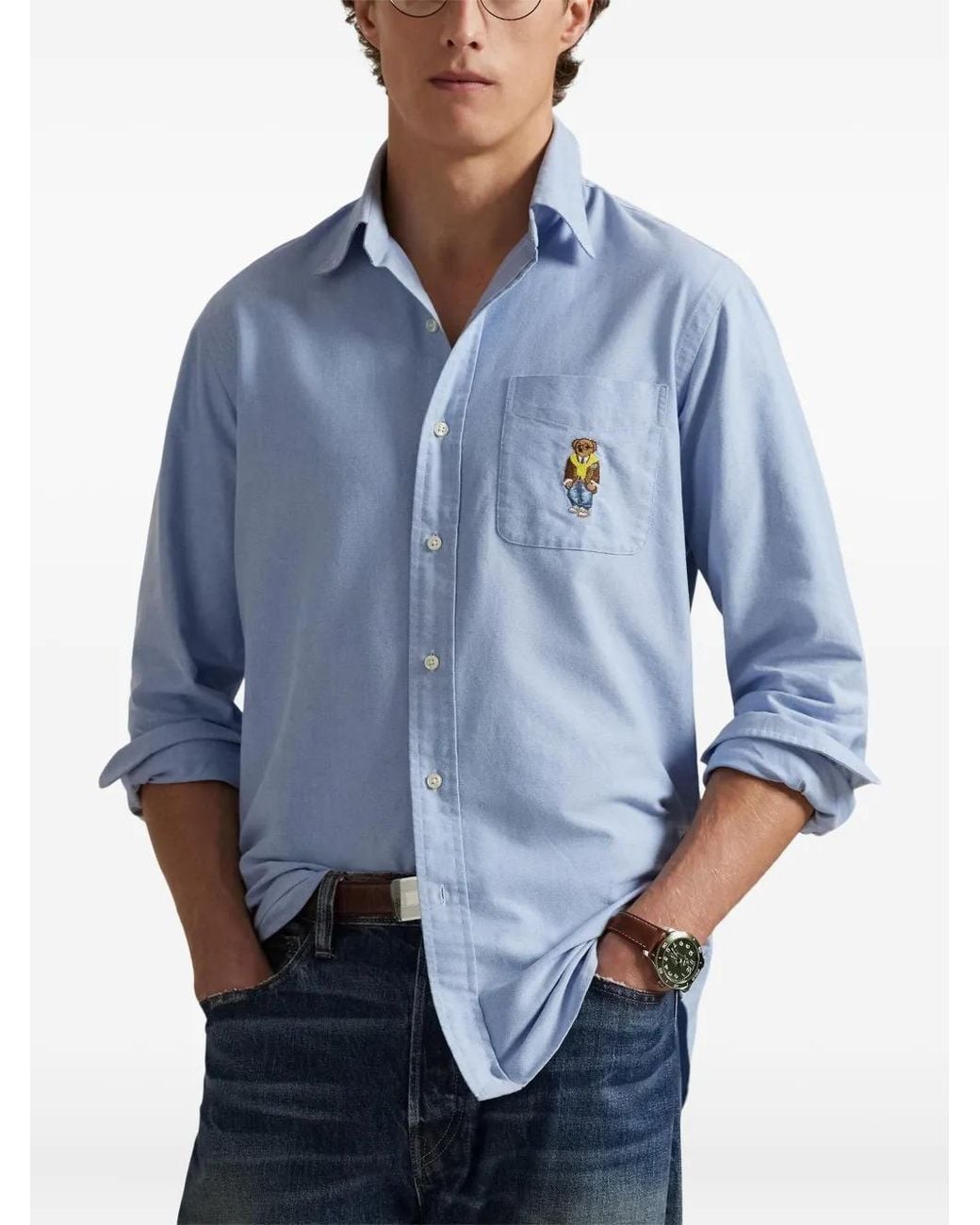 Polo Ralph Lauren Blue Slim-Fit Oxford Shirt for men