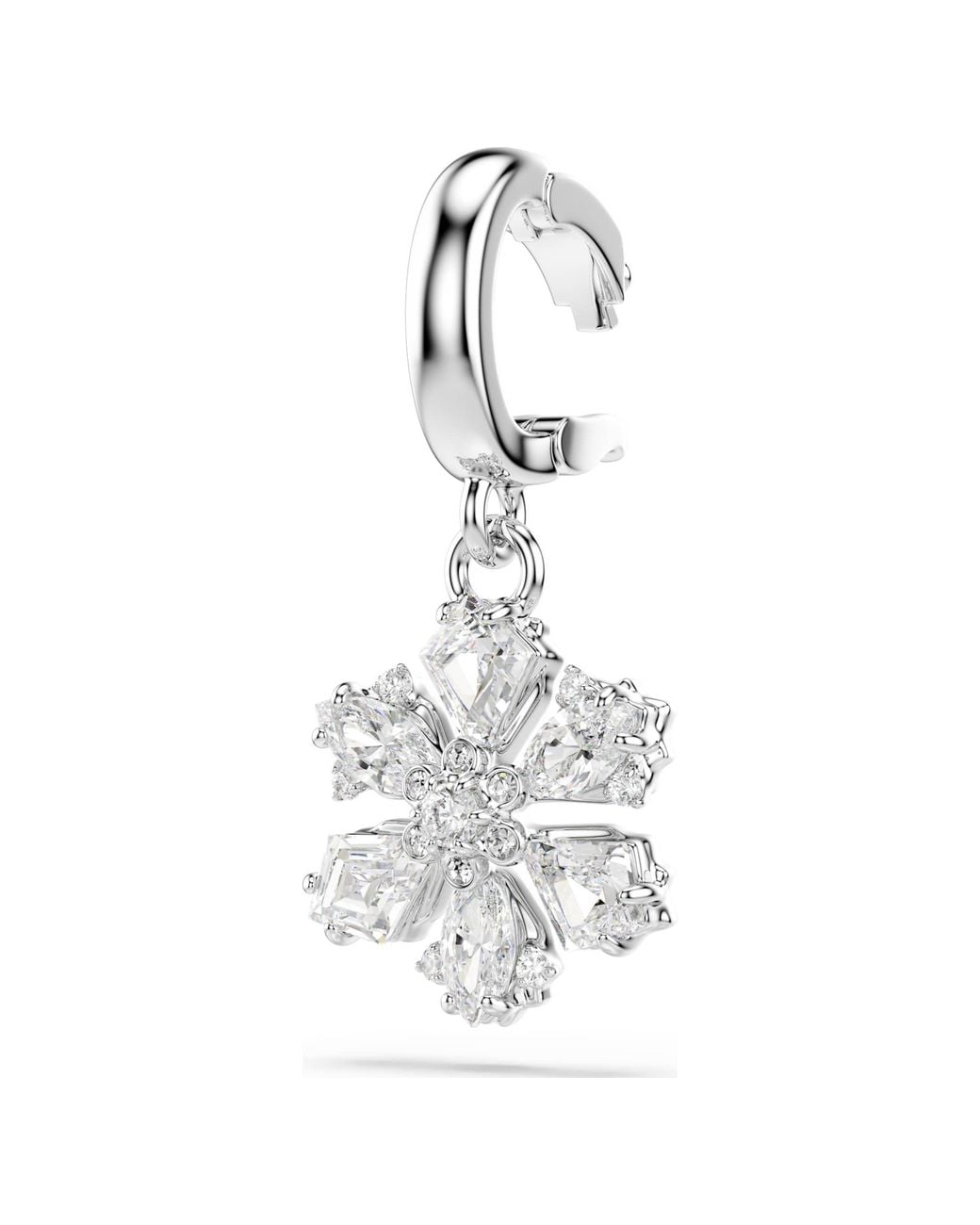 Swarovski White Idyllia Rhodium Plated Snowflake Charm for men